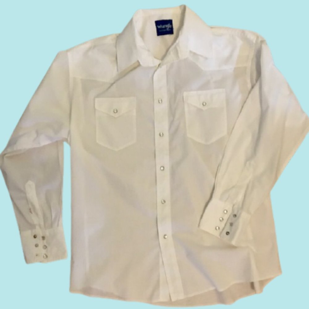 Wrangler Western Shirt Vintage 1980s White Pearl Snaps 2XL